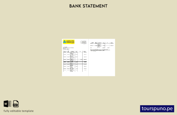 listo para imprimir plantilla de páginas de Word de extracto bancario de India 1